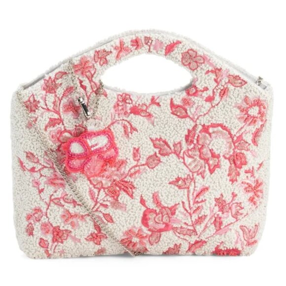 Handcrafted in India Handbags - Handcrafted in India Beaded Floral Cherry Blossom Clutch Crossbody Bag Charm NWT